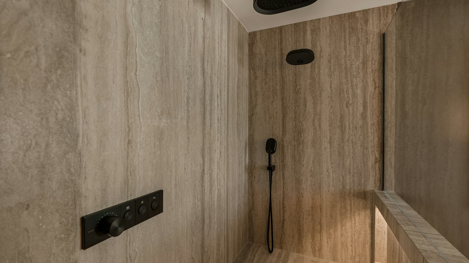 Illustrative photo of a finished bathroom with a walk-in shower